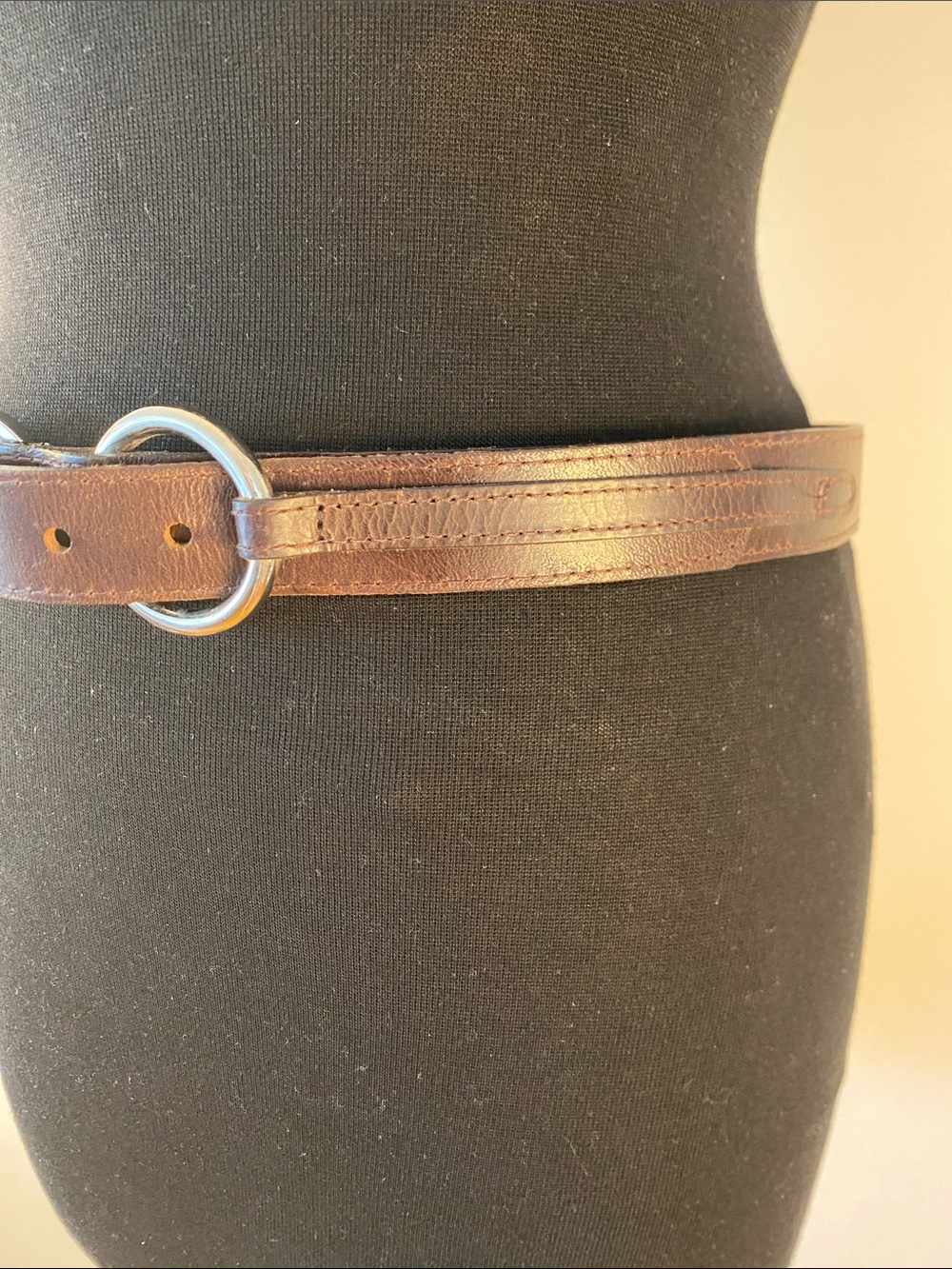 Simons Brown Leather Belt with Double Silver Rings - Picture 3 of 10